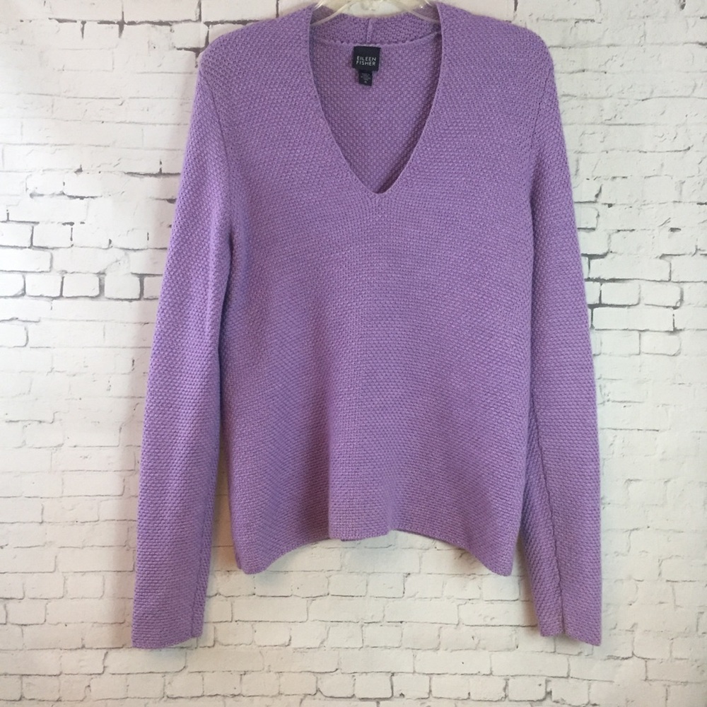 Eileen Fisher V-neck Merino Wool Sweater Sz M - Picture 2 of 8